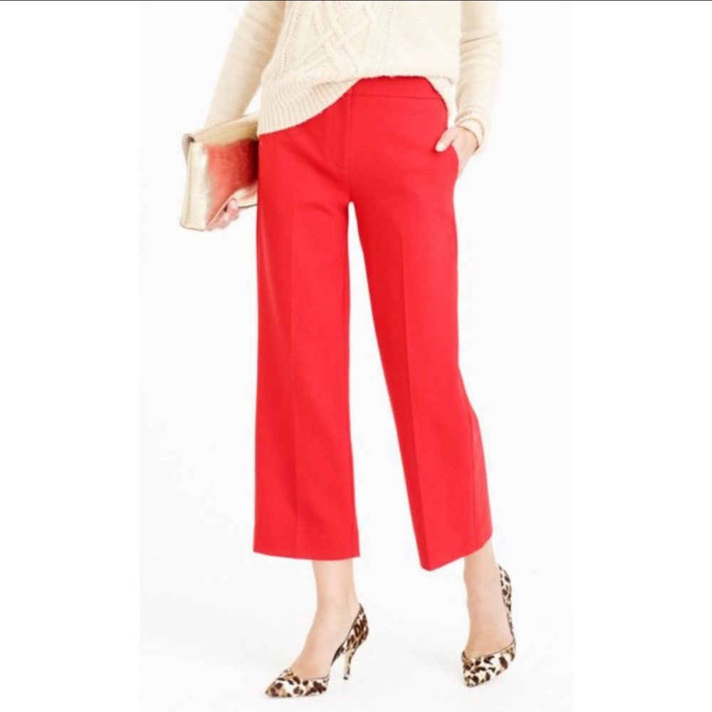 EUC J. Crew Red Patio Wool Two Way Stretch Pants